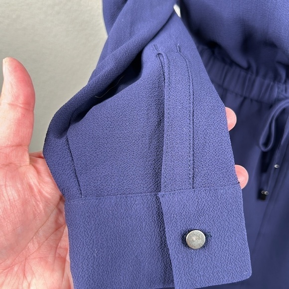 Apt. 9 Navy Blue Long Sleeve V-Neck Drawstring Waist Midi Dress Size XS - Picture 4 of 9